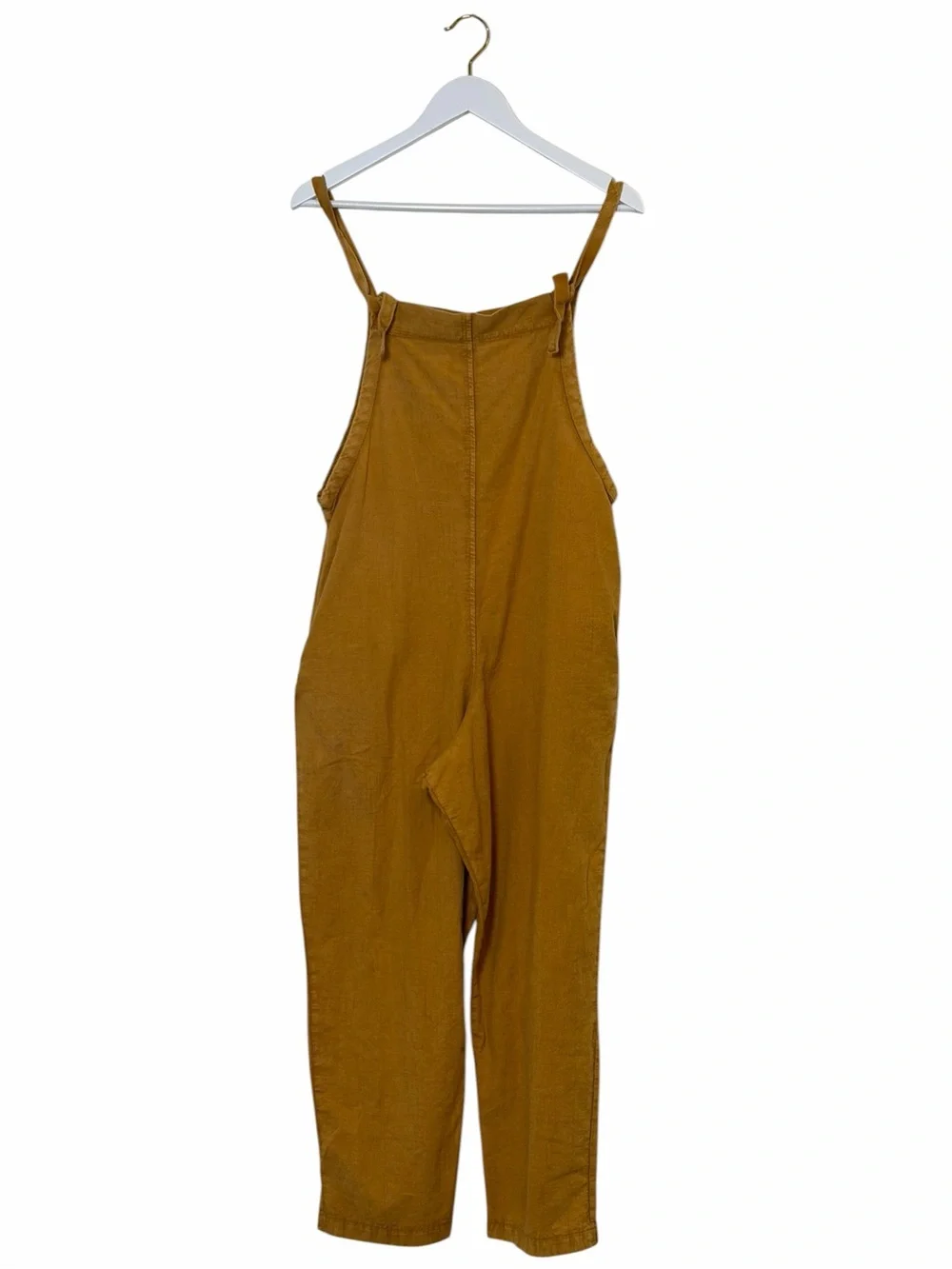 Mustard Yellow Wide-Leg Tie Overall Jumpsuit- O/S